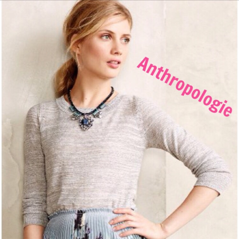 Anthro Woodbury Pullover Sweater Grey Large